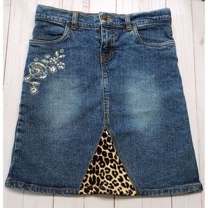 The Children's Place Vintage Girls leopard print sequin skirt 6x/7